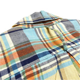 (designers) MADE IN JAPAN Jipijapa LATTICE PATTERN LOOP COLLAR SHORT SLEEVE BUTTON DOWN BOX SHIRT