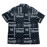 (vintage) 2021 GAP BANDANA PATTERN ALL OVER PRINT COTTON LINEN LOOP COLLAR SHORT SLEEVE BOX SHIRT