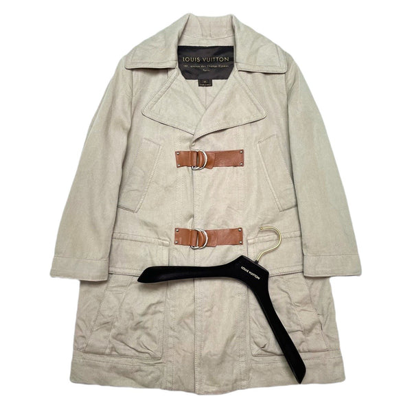 (DESIGNERS) MADE IN ITALY LOUIS VUITTON COTTON LINEN BELTED COAT AS IS WITH HANGER