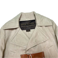 (DESIGNERS) MADE IN ITALY LOUIS VUITTON COTTON LINEN BELTED COAT AS IS WITH HANGER