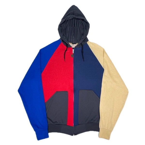 (VINTAGE) 1990'S～ MADE IN USA WALLS 5 COLOR PANELED ZIP UP HOODIE WITH SEPARATE POCKET