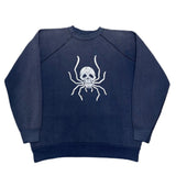(vintage) 1960'S～ UNKNOWN SKULL SPIDER PRINT FADED SWEAT SHIRT WITH SIDE GUSSET