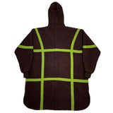 (VINTAGE) 1980'S～ Edmond Boublil DEFORMED HOOK DESIGN LATTICE PATTERN HOODED WOOL COAT