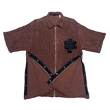 (designers) MADE IN JAPAN SWIPE ON THE QUIET SIDE ZIP STYLE TOWEL FABRIC ZIP UP SHORT SLEEVE BOX SHIRT