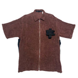(designers) MADE IN JAPAN SWIPE ON THE QUIET SIDE ZIP STYLE TOWEL FABRIC ZIP UP SHORT SLEEVE BOX SHIRT