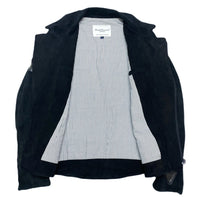 (DESIGNERS) 2008 MADE IN JAPAN UNDERCOVERISM DEER SUEDE UK TYPE DOUBLE BREASTED BIKER JACKET WITH FRINGE