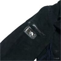 (DESIGNERS) 2008 MADE IN JAPAN UNDERCOVERISM DEER SUEDE UK TYPE DOUBLE BREASTED BIKER JACKET WITH FRINGE
