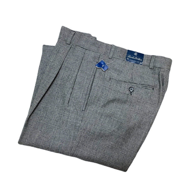 (VINTAGE) NEW MADE IN CANADA BROOKS BROTHERS GLEN PLAID 2 TUCK WOOL SLACKS