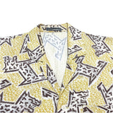 (designers) 1980'S～ MADE IN JAPAN ISSEY MIYAKE MEN BRUSH TAG DOG PATTERN TOTAL PATTERN PRINT RAYON OPEN COLLAR SHORT SLEEVE BOX SHIRT