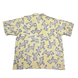 (designers) 1980'S～ MADE IN JAPAN ISSEY MIYAKE MEN BRUSH TAG DOG PATTERN TOTAL PATTERN PRINT RAYON OPEN COLLAR SHORT SLEEVE BOX SHIRT