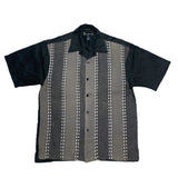 (vintage) 2000'S～ STACY ADAMS FRONT STRIPE PANELED LINEN 100% OPEN COLLAR SHORT SLEEVE BOX SHIRT