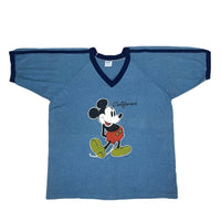 (T-SHIRT) 1980'S～ MADE IN USA MICKEY MOUSE PRINT V NECK RINGER T-SHIRT