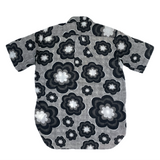 (DESIGNERS) AD2011 BLACK COMME des GARCONS PLAID PATTERN X FLORAL PATTERN PANELED DESIGN SHORT SLEEVE SHIRT