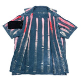 (vintage) 2000'S～ UNKNOWN COTTON LINEN STRIPED PATTERN SHORT SLEEVE ANARCHY SHIRT