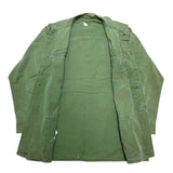 (vintage) 1968 US ARMY JUGLE FATIGUE 4th RIP STOP JACKET WITH NAVY PATCH, SEABEES EMBROIDERY