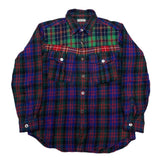 (designers) 2000 MADE IN JAPAN COMME des GARCONS HOMME 3 TYPES OF PLAID PATTERN PANELED MILLED WOOL SHIRT