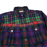 (designers) 2000 MADE IN JAPAN COMME des GARCONS HOMME 3 TYPES OF PLAID PATTERN PANELED MILLED WOOL SHIRT