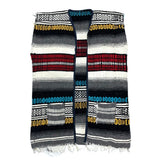 (vintage) UNKNOWN STRIPED PATTERN BLANKET VEST WITH FRINGE