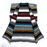 (vintage) UNKNOWN STRIPED PATTERN BLANKET VEST WITH FRINGE