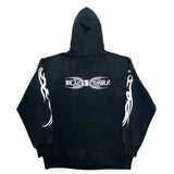 (VINTAGE) 1990'S～ MADE IN USA BLACK CROWN SLEEVE TRIBAL PATTERN PRINTED PULLOVER HOODIE SWEAT SHIRT