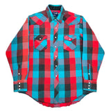 (VINTAGE) 1980'S～ Wrangler BLOCK CHECKERED HEAVY FLANNEL WESTERN SHIRT