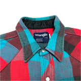 (VINTAGE) 1980'S～ Wrangler BLOCK CHECKERED HEAVY FLANNEL WESTERN SHIRT