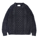 (VINTAGE) MADE IN SCOTLAND INVERALLAN 1A BLACK INDIGO DYED COTTON HAND KNIT