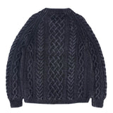 (VINTAGE) MADE IN SCOTLAND INVERALLAN 1A BLACK INDIGO DYED COTTON HAND KNIT