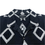 (vintage) 2023 BANANA REPUBLIC LINEN 100% WEAVED PATTERN LOOP COLLAR SHORT SLEEVE BOX SHIRT