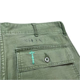 (designers) MADE IN USA SHANANA MIL CROSS EMBROIDERY RERMAKE US ARMY CUTOFF BAKER PANTS