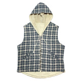 (VINTAGE) 1990'S～ UNIONBAY SHADOW PLAID THIN PADDED REVERSIBLE HOODED ZIP UP VEST