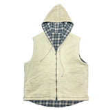 (VINTAGE) 1990'S～ UNIONBAY SHADOW PLAID THIN PADDED REVERSIBLE HOODED ZIP UP VEST