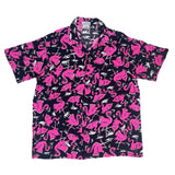 (VINTAGE) 1990'S～ OTC FLAMINGO PATTERN TOTAL PATTERN PRINT RAYON SHORT SLEEVE LOOP COLLAR BOX SHIRT