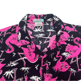 (VINTAGE) 1990'S～ OTC FLAMINGO PATTERN TOTAL PATTERN PRINT RAYON SHORT SLEEVE LOOP COLLAR BOX SHIRT