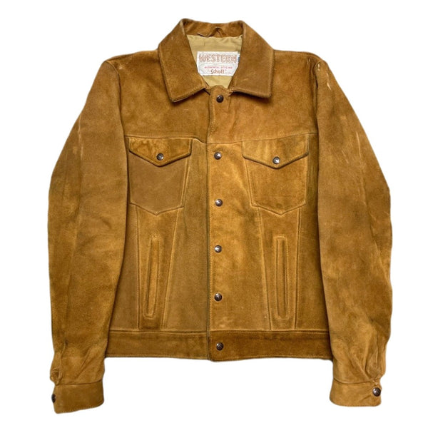 (VINTAGE) 1990'S～ MADE IN USA WESTERN by Schott SUEDE 4 POCKET TRUCKER JACKET