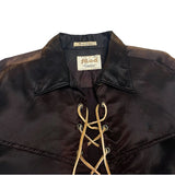 (VINTAGE) 1960'S～ MADE IN USA THE mod by CAMPUS SATIN LACE UP SHIRT AS IS