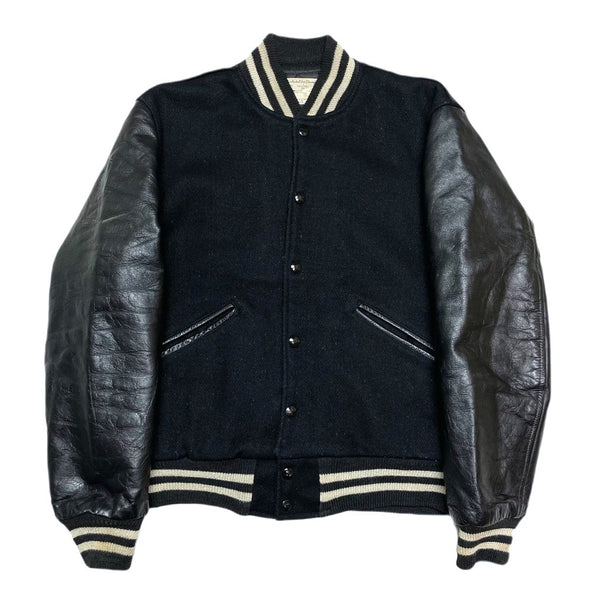 (VINTAGE) 1960'S～ MADE IN USA BUTWIN SLEEVE LEATHER PLAIN VARSITY JACKET