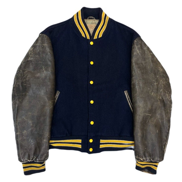 (VINTAGE) 1990'S～ MADE IN USA GOLDEN BEAR PLAIN SLEEVE LEATHER VARSITY JACKET
