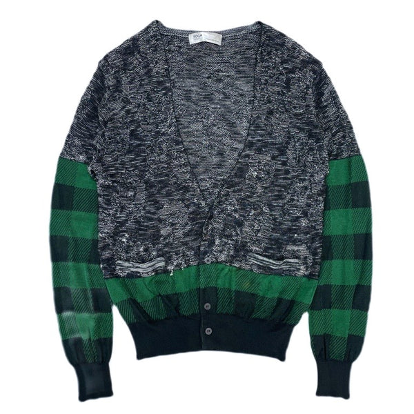 (DESIGNERS) TOGA VIRILIS BLOCK CHECKERED PANEL DESIGN CARDIGAN