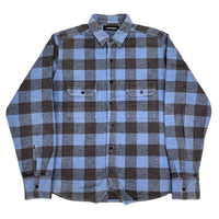 (DESIGNERS) PHENOMENON HEM DEFORMED DESIGN BLOCK CHECKERED HEAVY FLANNEL SHIRT
