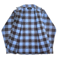 (DESIGNERS) PHENOMENON HEM DEFORMED DESIGN BLOCK CHECKERED HEAVY FLANNEL SHIRT
