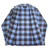 (DESIGNERS) PHENOMENON HEM DEFORMED DESIGN BLOCK CHECKERED HEAVY FLANNEL SHIRT