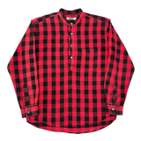 (DESIGNERS) 1998 GOOD ENOUGH BLOCK CHECKERED STAND UP COLLAR PULLOVER FLANNEL SHIRT