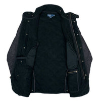 (VINTAGE) 1990'S～ POLO RALPH LAUREN LEATHER PANELED STAND UP COLLAR QUILTING JACKET WITH CHIN STRAP