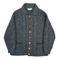 (VINTAGE) MADE IN SCOTLAND INVERALLAN GREEN TAG 3A FISHERMAN HAND KNIT CARDIGAN