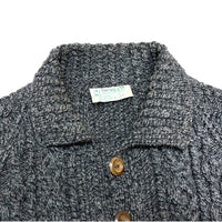 (VINTAGE) MADE IN SCOTLAND INVERALLAN GREEN TAG 3A FISHERMAN HAND KNIT CARDIGAN