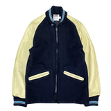 (VINTAGE) 1990'S～ MADE IN USA DeLONG PLAIN LONG LENGTH LEATHER SLEEVE VARSITY JACKET