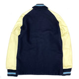 (VINTAGE) 1990'S～ MADE IN USA DeLONG PLAIN LONG LENGTH LEATHER SLEEVE VARSITY JACKET