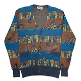 (DESIGNERS) 1990'S～ MADE IN ITALY MISSONI UOMO TOTAL PATTERN COTTON LINEN KNIT CARDIGAN WITH POCKET