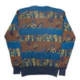 (DESIGNERS) 1990'S～ MADE IN ITALY MISSONI UOMO TOTAL PATTERN COTTON LINEN KNIT CARDIGAN WITH POCKET